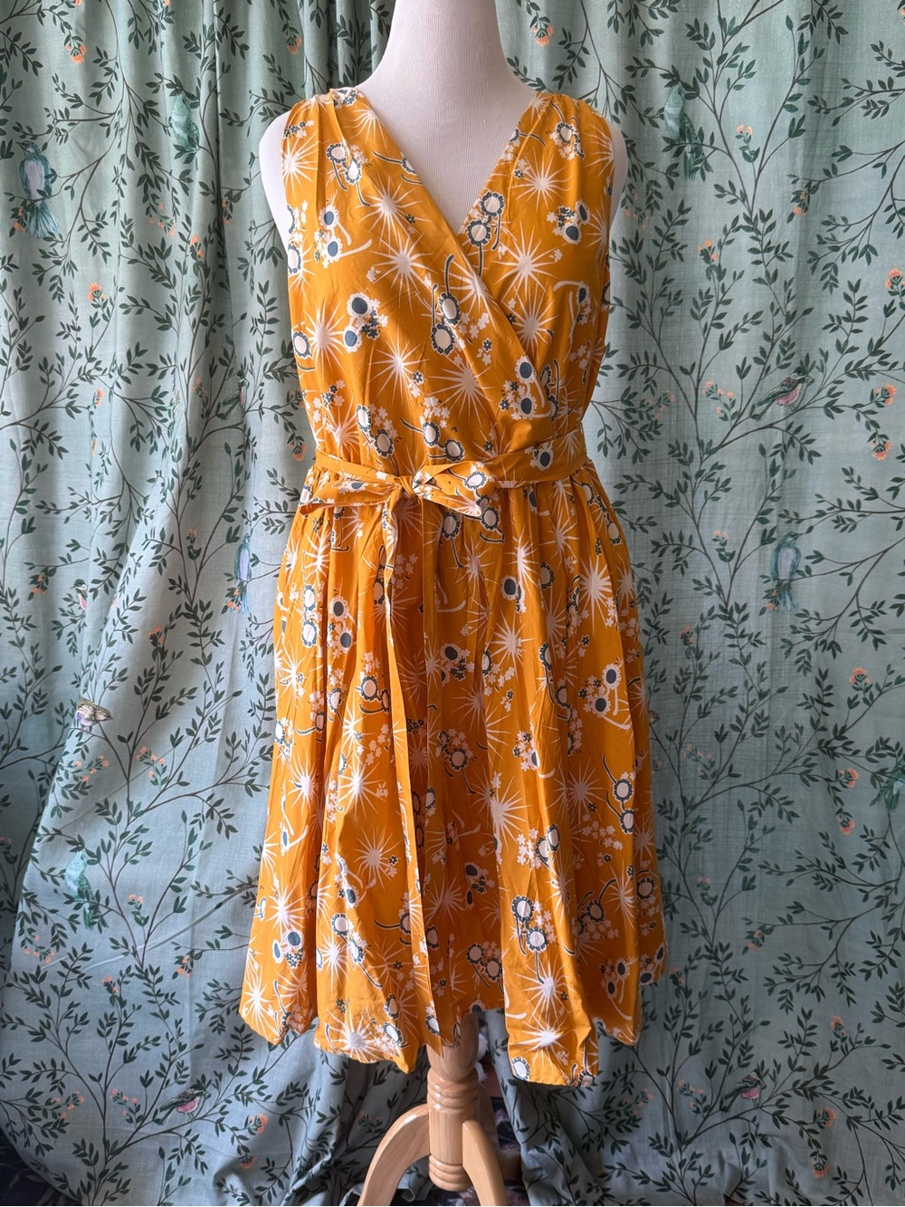 Modcloth Mustard Yellow Floral-Print Midi Dress